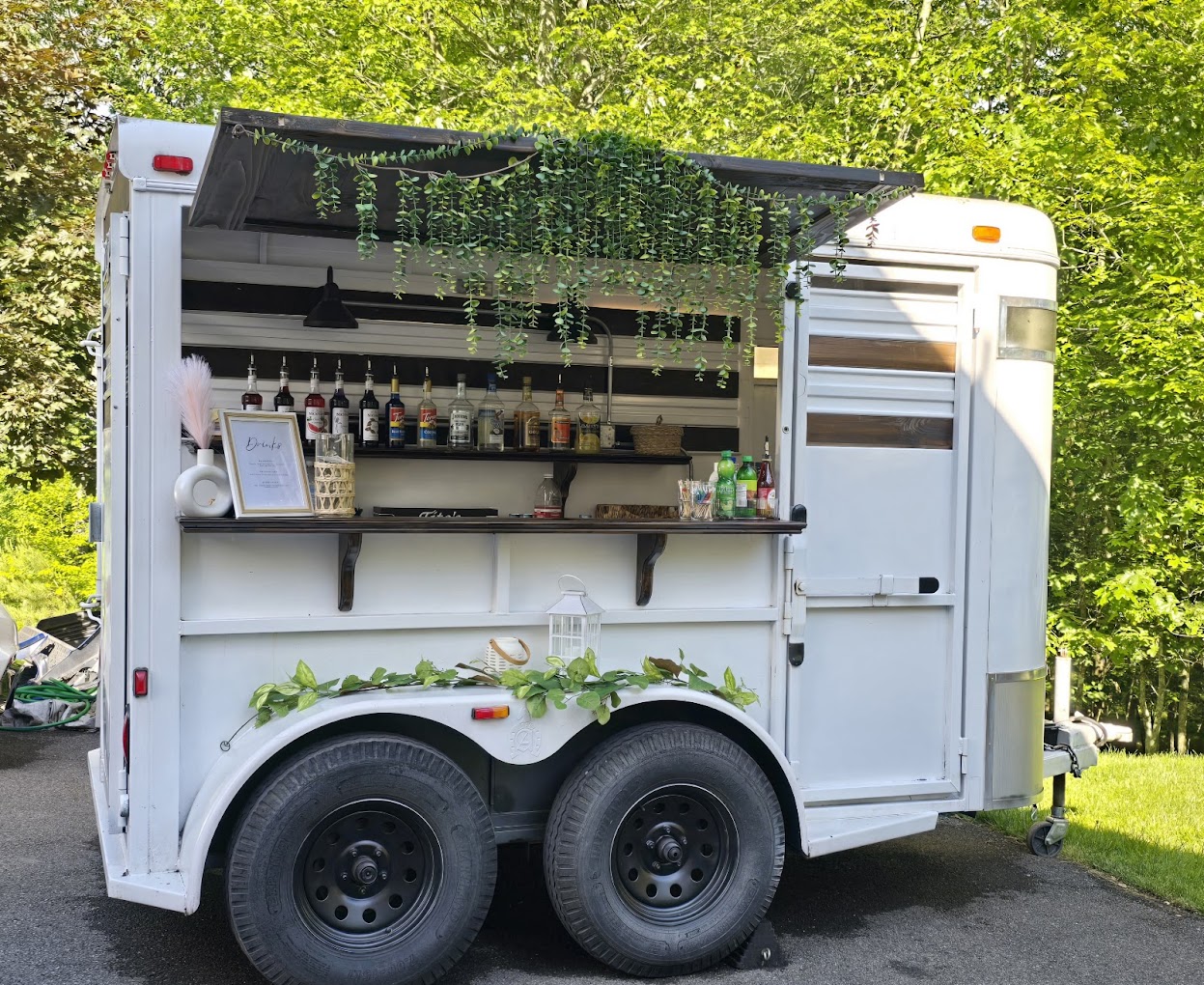 Elegant mobile bar setup at outdoor event